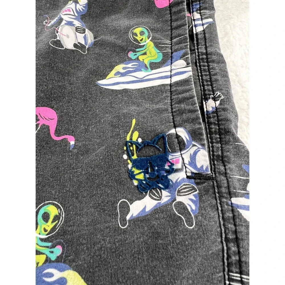Party Pants Swim Trunks Shorts Mens XL Alien Astronaut Flamingo Print Lined